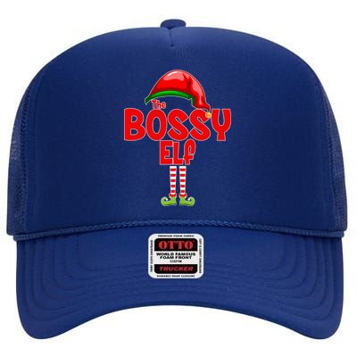 The Bossy Elf Matching Christmas High Crown Mesh Back Trucker Hat