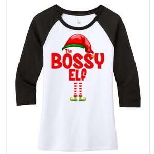 The Bossy Elf Matching Christmas Women's Tri-Blend 3/4-Sleeve Raglan Shirt