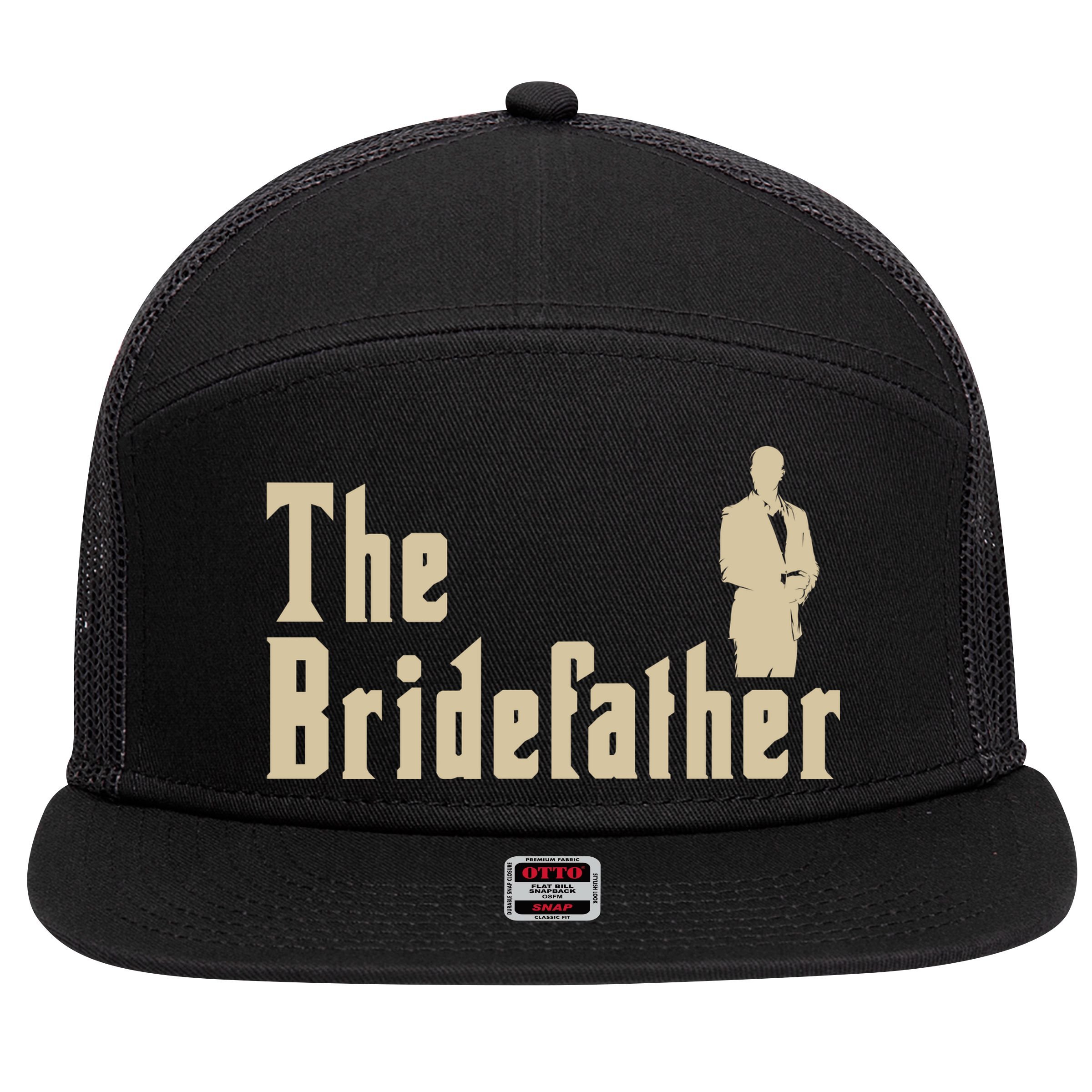 The Bridefather 7 Panel Mesh Trucker Snapback Hat