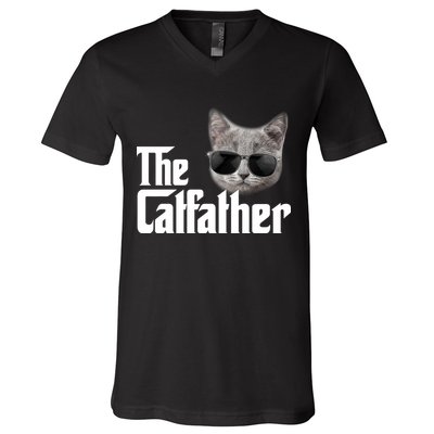 The Catfather Cool Movie Parody For Dads V-Neck T-Shirt