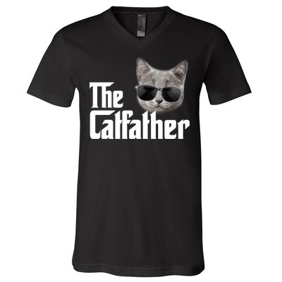 The Catfather Cool Movie Parody For Dads V-Neck T-Shirt