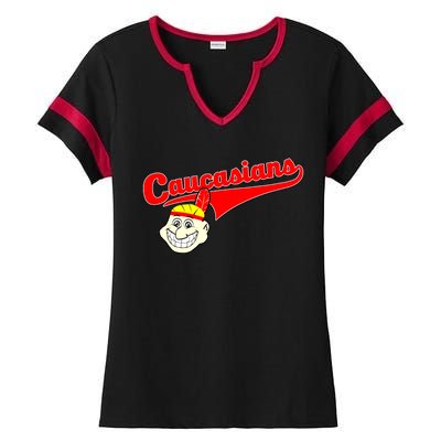 The Caucasians Rude Indians Design Ladies Halftime Notch Neck Tee