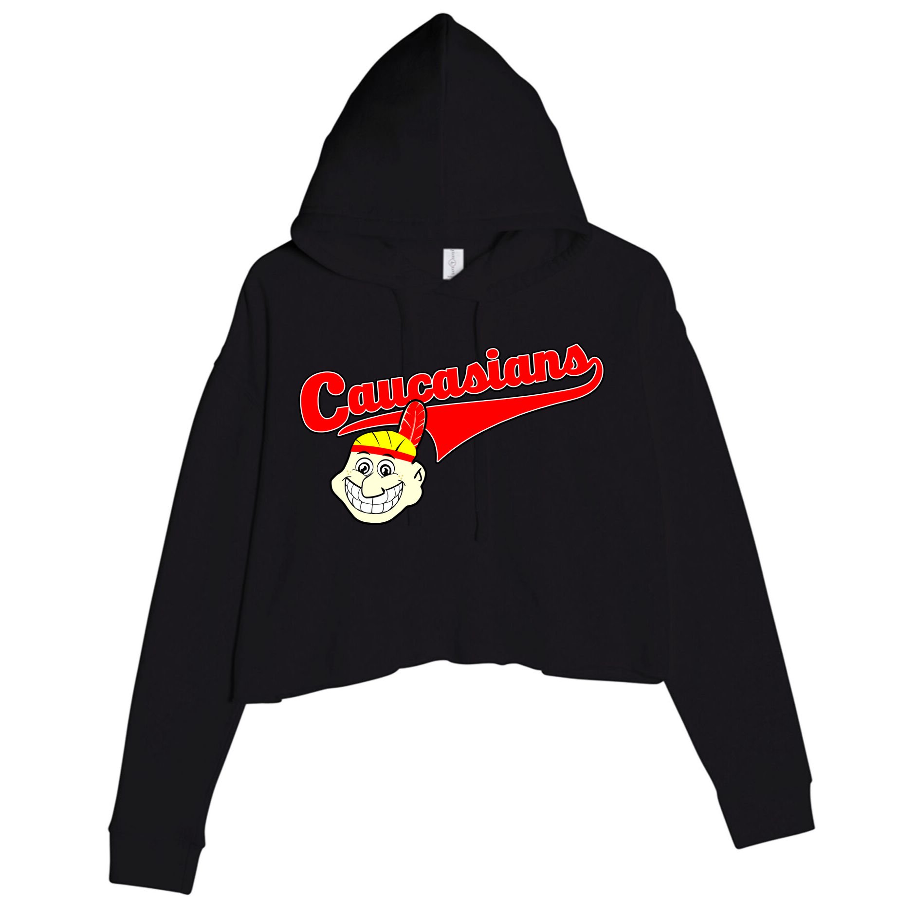 The Caucasians Rude Indians Design Crop Fleece Hoodie