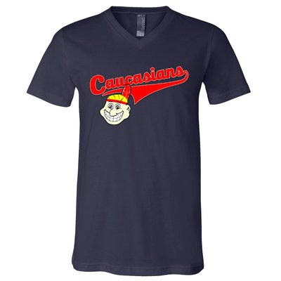 The Caucasians Rude Indians Design V-Neck T-Shirt