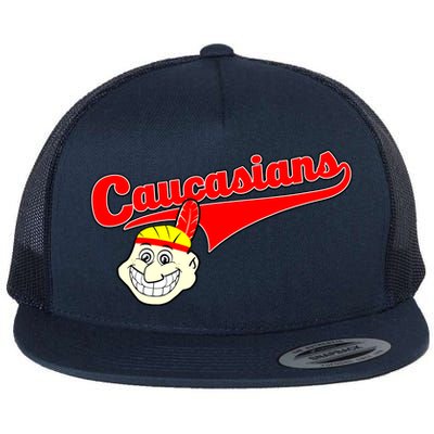 The Caucasians Rude Indians Design Flat Bill Trucker Hat