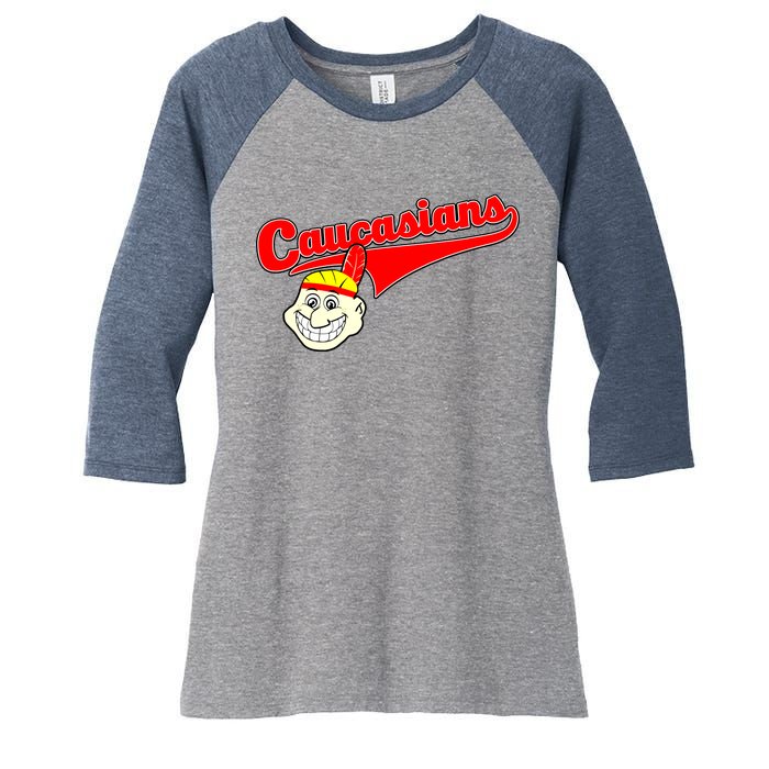 The Caucasians Rude Indians Design Women's Tri-Blend 3/4-Sleeve Raglan Shirt