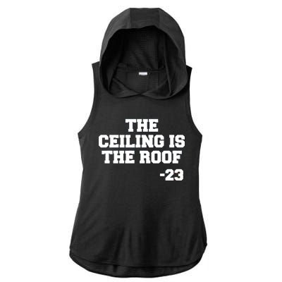 The Ceiling is the Roof 23 MJ College Text Ladies PosiCharge Tri-Blend Wicking Draft Hoodie Tank