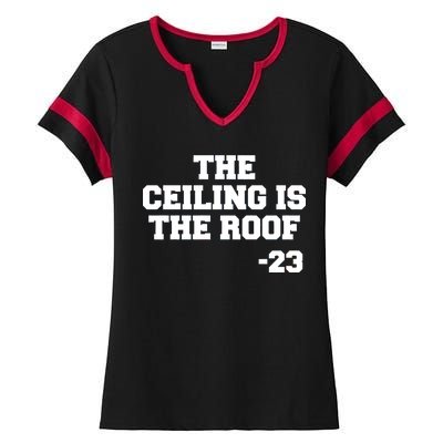 The Ceiling is the Roof 23 MJ College Text Ladies Halftime Notch Neck Tee