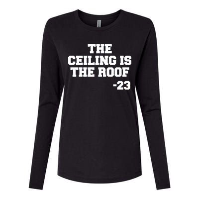 The Ceiling is the Roof 23 MJ College Text Womens Cotton Relaxed Long Sleeve T-Shirt