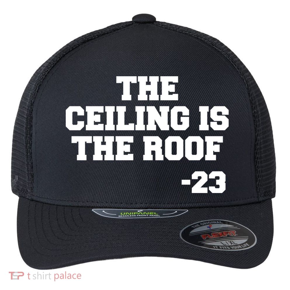 The Ceiling is the Roof 23 MJ College Text Flexfit Unipanel Trucker Cap