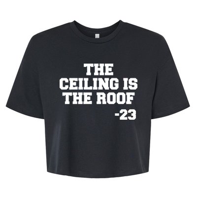 The Ceiling is the Roof 23 MJ College Text Bella+Canvas Jersey Crop Tee