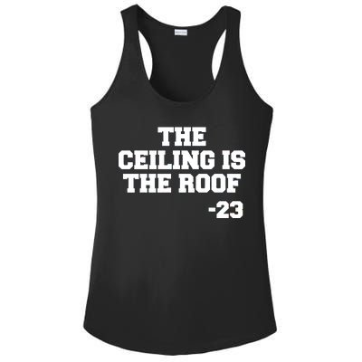 The Ceiling is the Roof 23 MJ College Text Ladies PosiCharge Competitor Racerback Tank