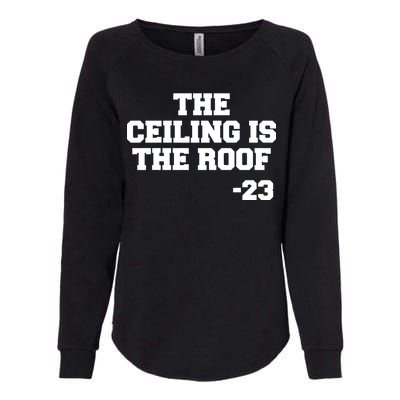 The Ceiling is the Roof 23 MJ College Text Womens California Wash Sweatshirt