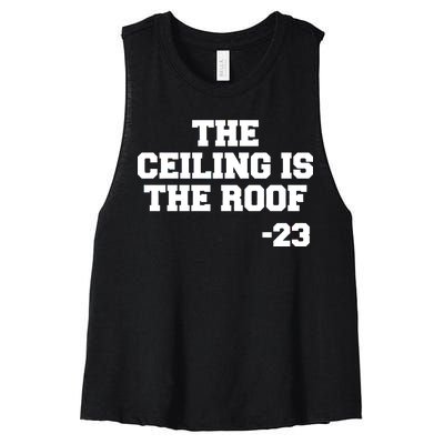 The Ceiling is the Roof 23 MJ College Text Women's Racerback Cropped Tank