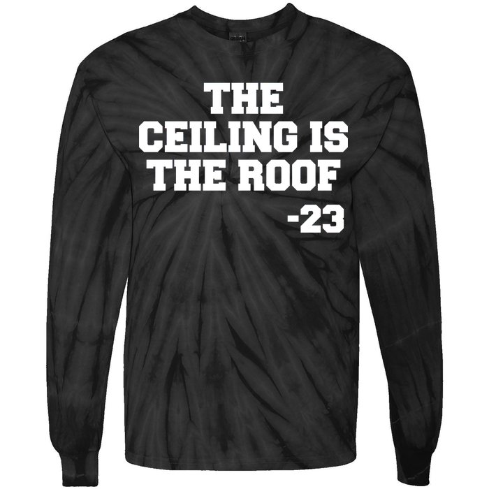 The Ceiling is the Roof 23 MJ College Text Tie-Dye Long Sleeve Shirt