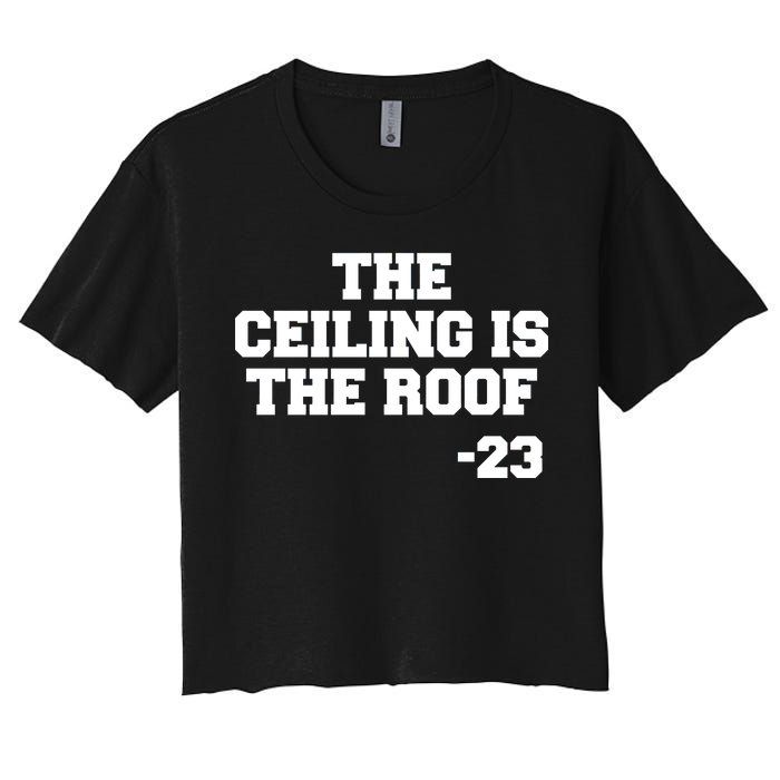 The Ceiling is the Roof 23 MJ College Text Women's Crop Top Tee