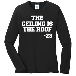 The Ceiling is the Roof 23 MJ College Text Ladies Long Sleeve Shirt