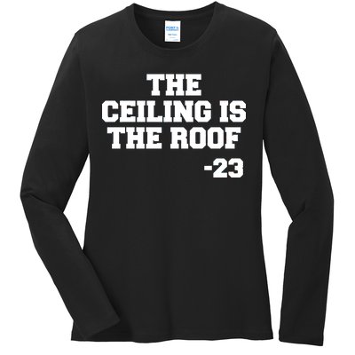 The Ceiling is the Roof 23 MJ College Text Ladies Long Sleeve Shirt