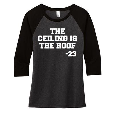 The Ceiling is the Roof 23 MJ College Text Women's Tri-Blend 3/4-Sleeve Raglan Shirt