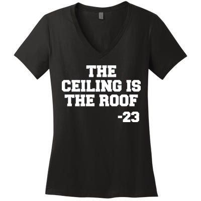 The Ceiling is the Roof 23 MJ College Text Women's V-Neck T-Shirt