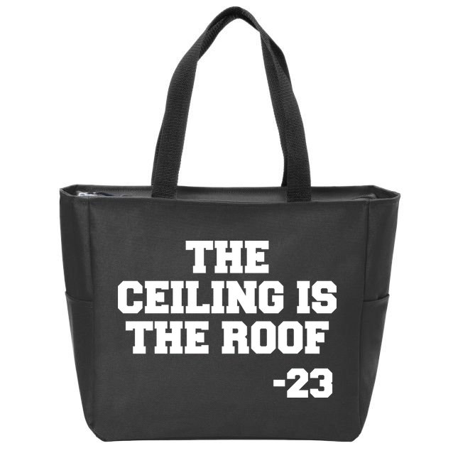 The Ceiling is the Roof 23 MJ College Text Zip Tote Bag