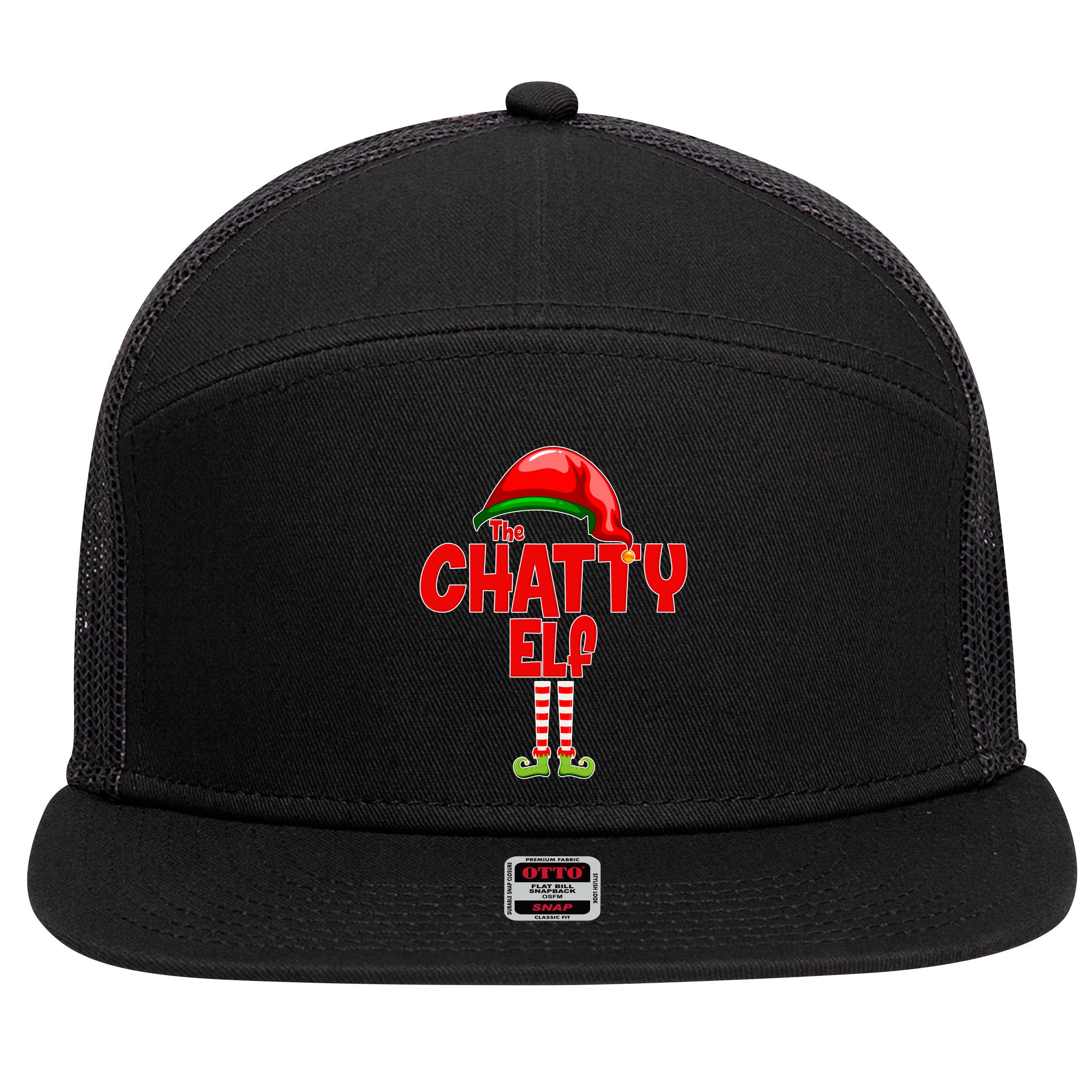 The Chatty Elf Christmas 7 Panel Mesh Trucker Snapback Hat