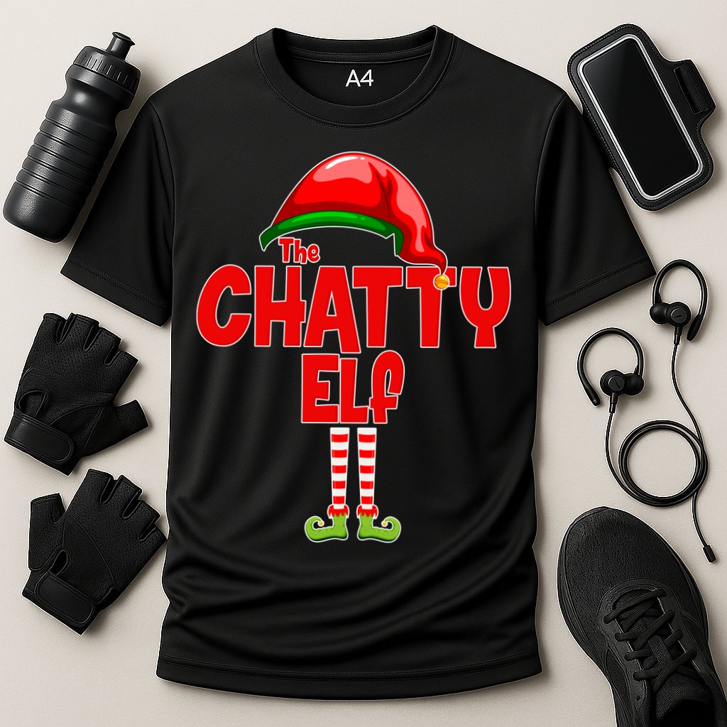 The Chatty Elf Christmas Cooling Performance Crew T-Shirt