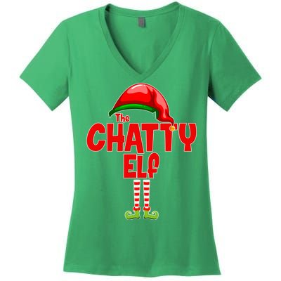 The Chatty Elf Christmas Women's V-Neck T-Shirt