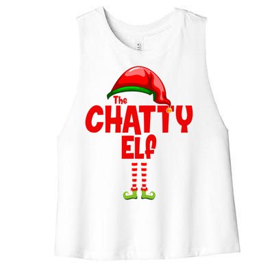 The Chatty Elf Christmas Women's Racerback Cropped Tank