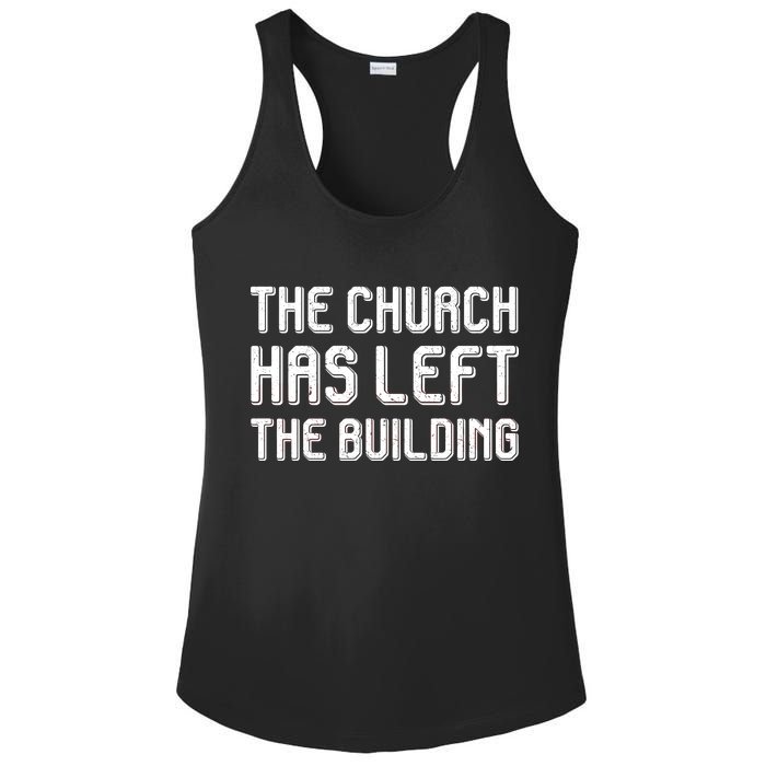 The Church Has Left The Building Ladies PosiCharge Competitor Racerback Tank