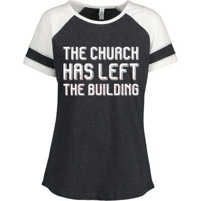 The Church Has Left The Building Enza Ladies Jersey Colorblock Tee