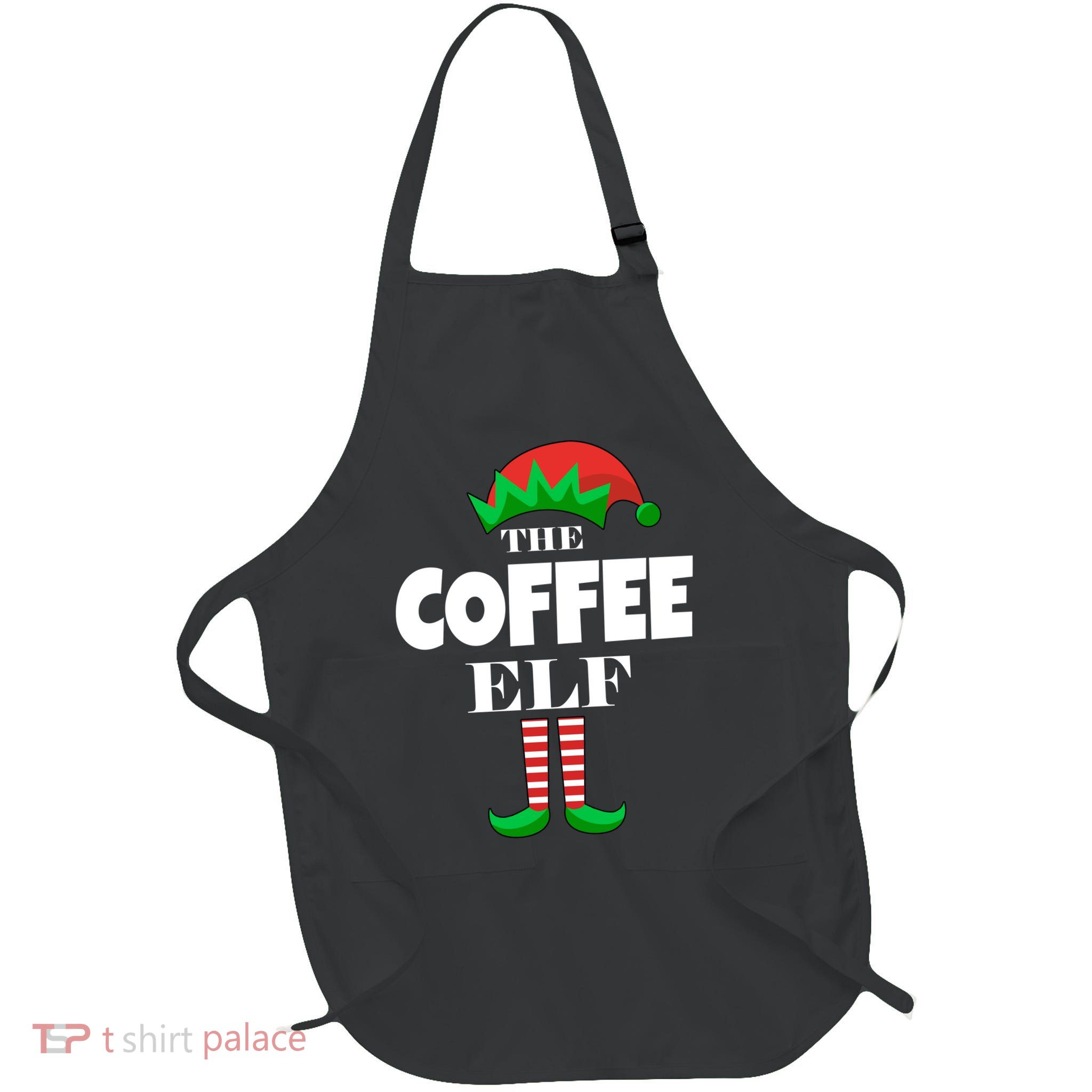 The Coffee Elf Family Matching Christmas Full-Length Apron With Pockets