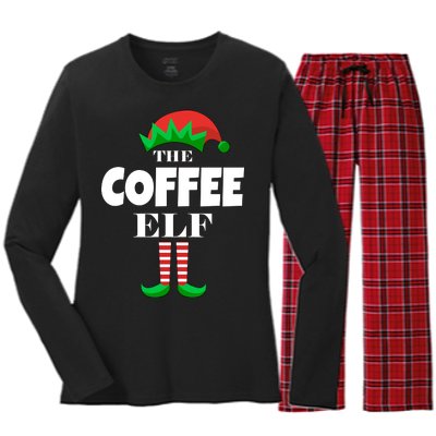 The Coffee Elf Family Matching Christmas Women's Long Sleeve Flannel Pajama Set 