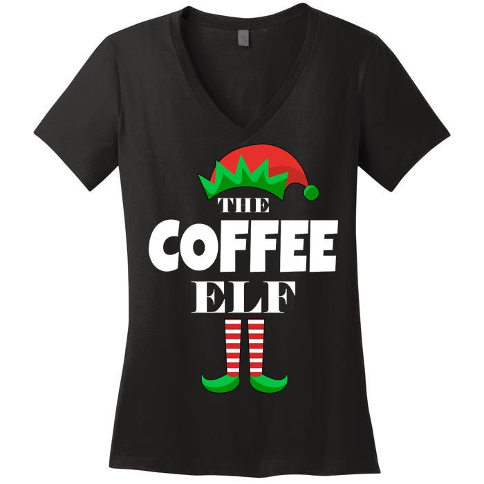 The Coffee Elf Family Matching Christmas Women's V-Neck T-Shirt