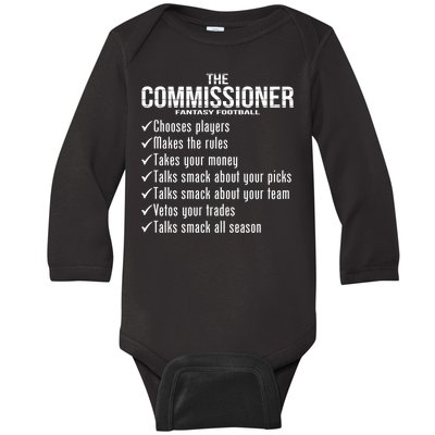 The Commissioner Fantasy Football  Baby Long Sleeve Bodysuit