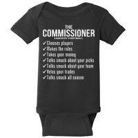 The Commissioner Fantasy Football  Baby Bodysuit