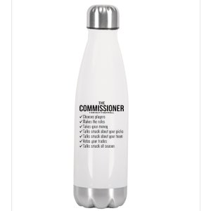 The Commissioner Fantasy Football  Stainless Steel Insulated Water Bottle