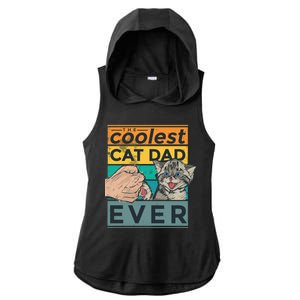 The Coolest Cat Dad Ever Ladies PosiCharge Tri-Blend Wicking Draft Hoodie Tank