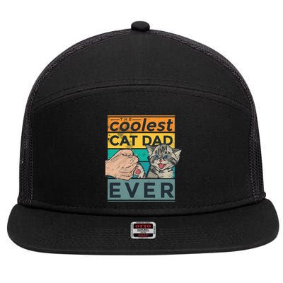 The Coolest Cat Dad Ever 7 Panel Mesh Trucker Snapback Hat