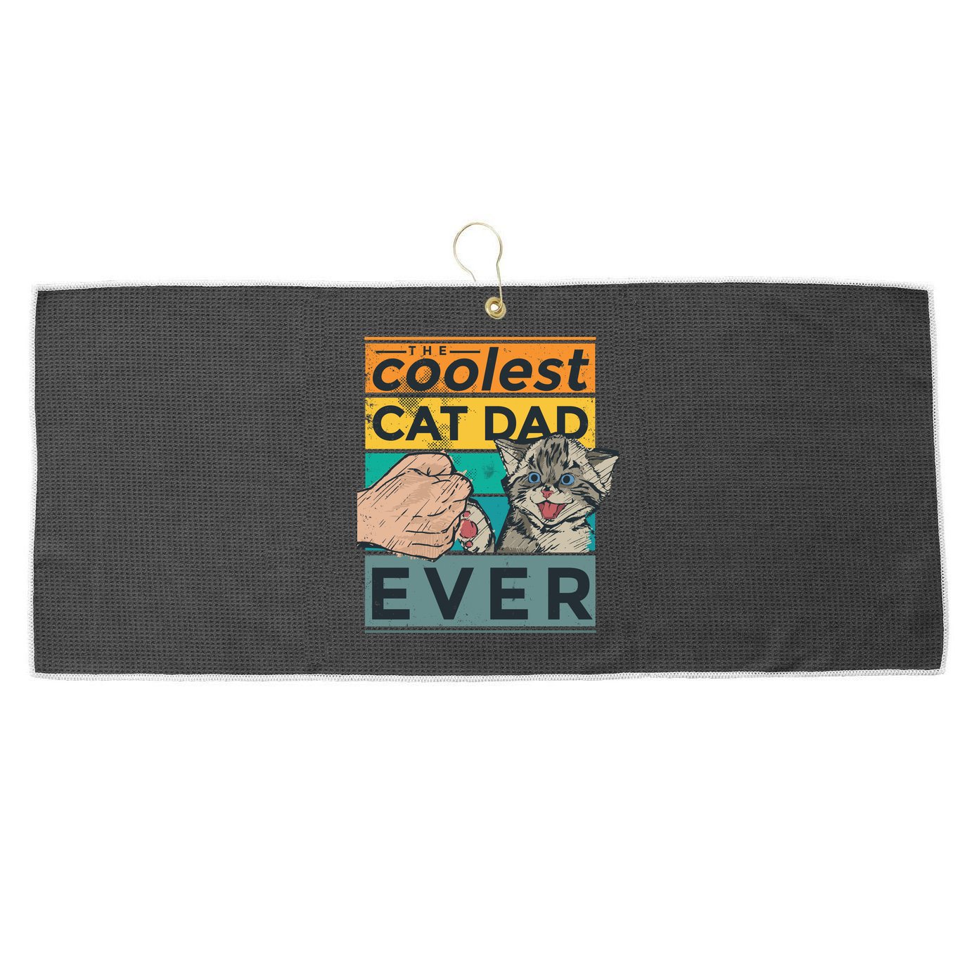 The Coolest Cat Dad Ever Large Microfiber Waffle Golf Towel