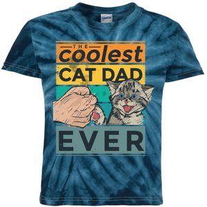 The Coolest Cat Dad Ever Kids Tie-Dye T-Shirt