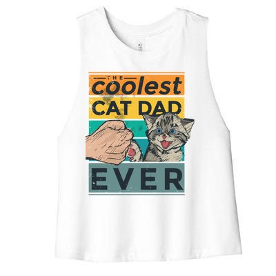 The Coolest Cat Dad Ever Women's Racerback Cropped Tank