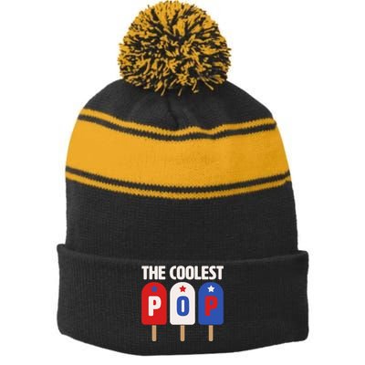 The Coolest Pop Happy Father's Day Popsicles Stripe Pom Pom Beanie