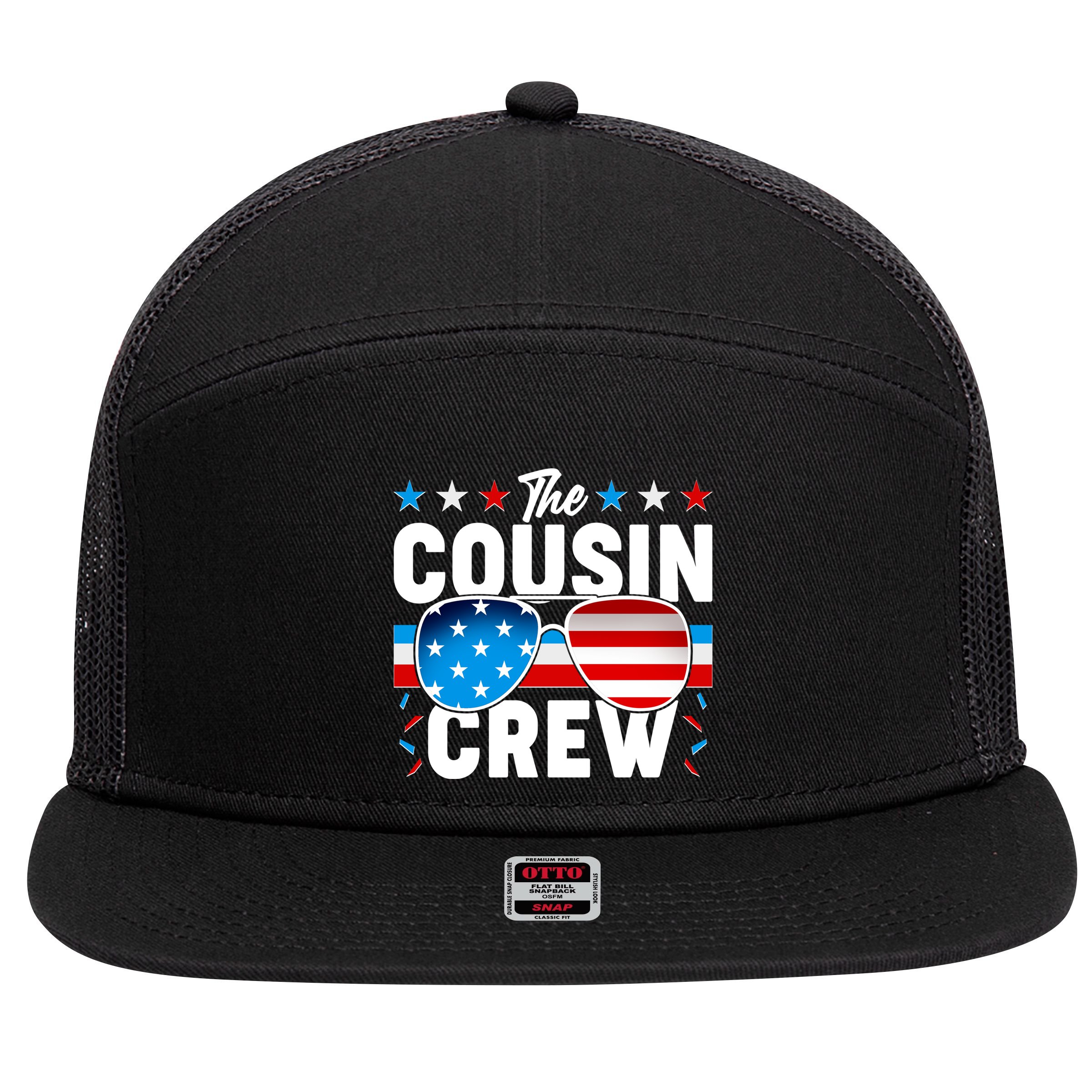 The Cousin Crew USA American Flag 7 Panel Mesh Trucker Snapback Hat