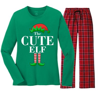 The Cute Elf Family Matching Christmas Women's Long Sleeve Flannel Pajama Set 