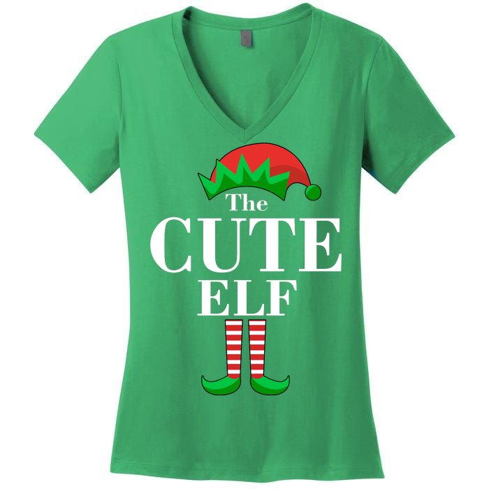 The Cute Elf Family Matching Christmas Women's V-Neck T-Shirt