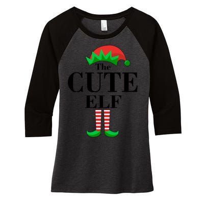 The Cute Elf Family Matching Christmas Women's Tri-Blend 3/4-Sleeve Raglan Shirt