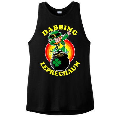 The Dabbing Leprechaun Irish Rainbow Dab St. Patrick's Day Ladies PosiCharge Tri-Blend Wicking Tank