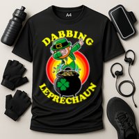 The Dabbing Leprechaun Irish Rainbow Dab St. Patrick's Day Cooling Performance Crew T-Shirt