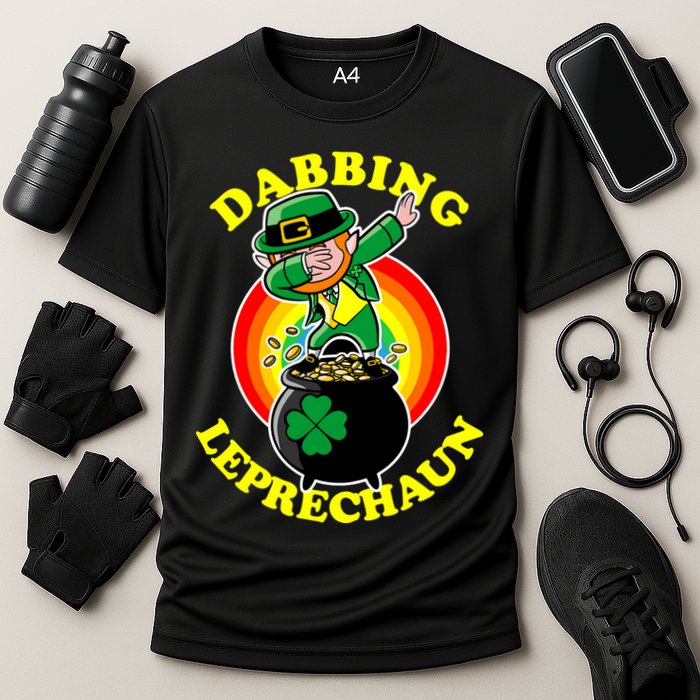 The Dabbing Leprechaun Irish Rainbow Dab St. Patrick's Day Cooling Performance Crew T-Shirt